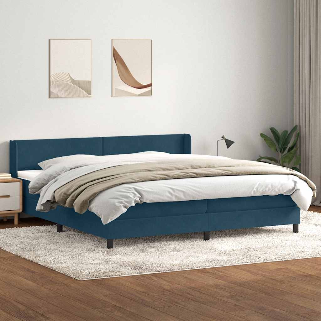 vidaXL Boxspringbett mit Matratze Dunkelblau 200x220 cm Samt
