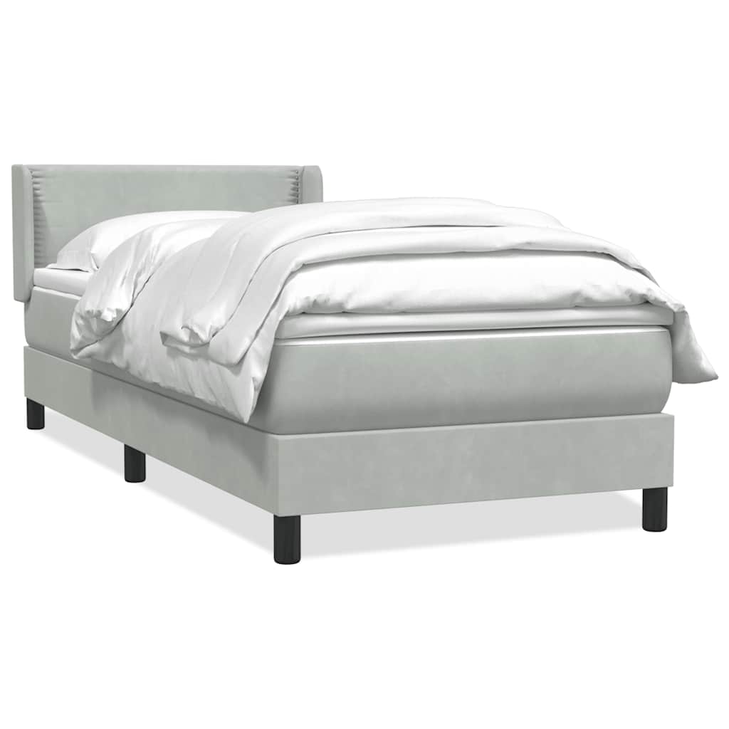 vidaXL Boxspringbett mit Matratze Hellgrau 90x210 cm Samt