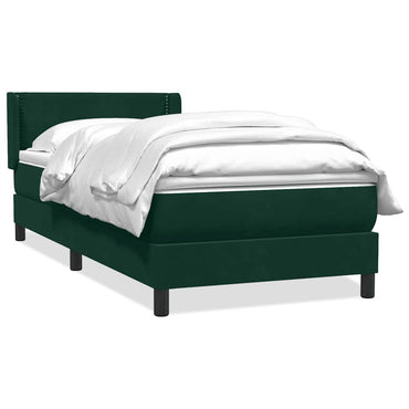 vidaXL Boxspringbett mit Matratze Dunkelgrün 90x210 cm Samt