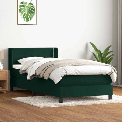 vidaXL Boxspringbett mit Matratze Dunkelgrün 90x210 cm Samt