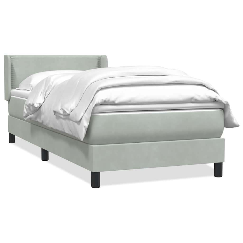 vidaXL Boxspringbett mit Matratze Hellgrau 100x210 cm Samt