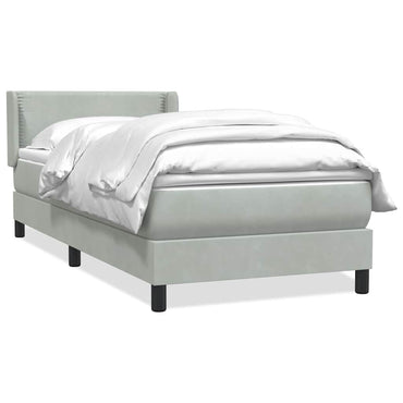 vidaXL Boxspringbett mit Matratze Hellgrau 100x210 cm Samt