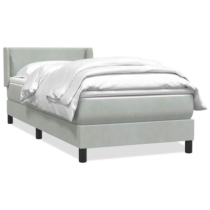 vidaXL Boxspringbett mit Matratze Hellgrau 100x210 cm Samt