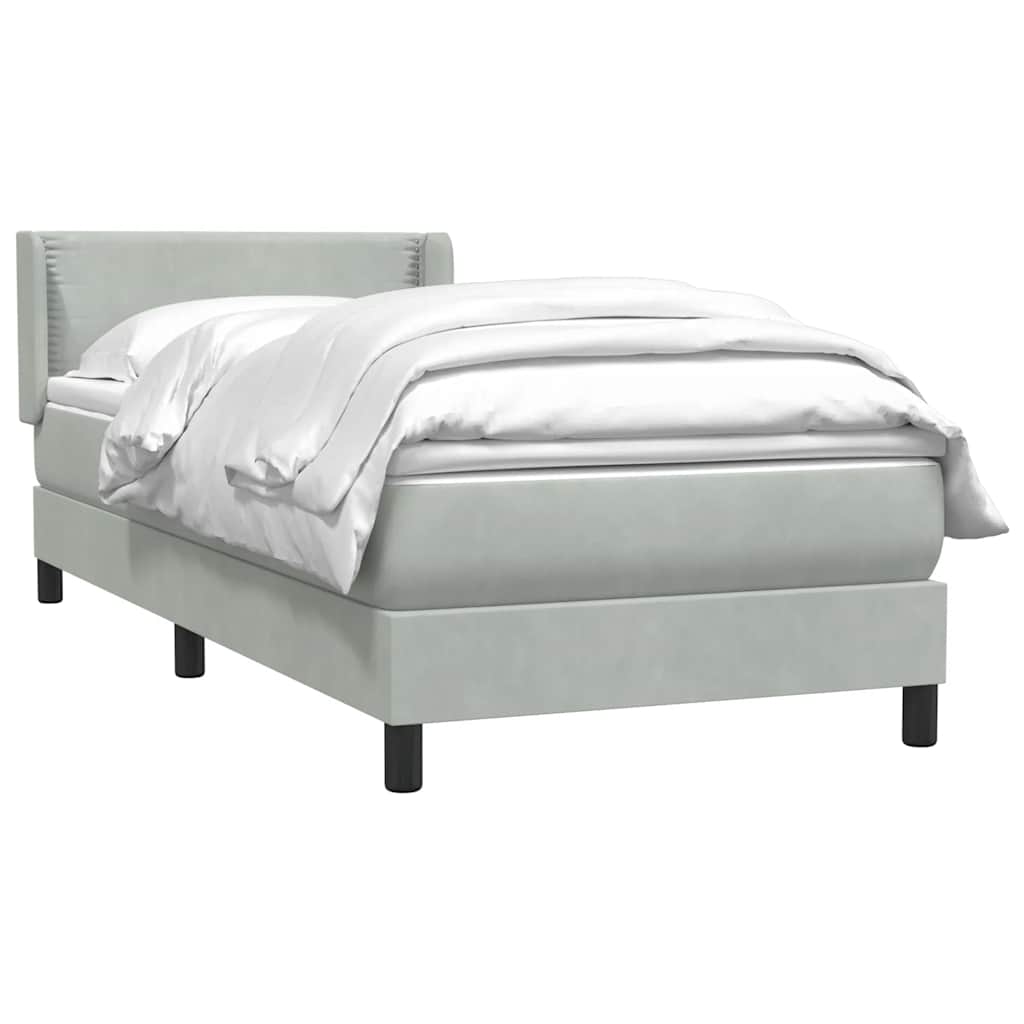 vidaXL Boxspringbett mit Matratze Hellgrau 100x210 cm Samt