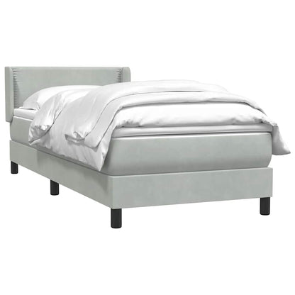 vidaXL Boxspringbett mit Matratze Hellgrau 100x210 cm Samt