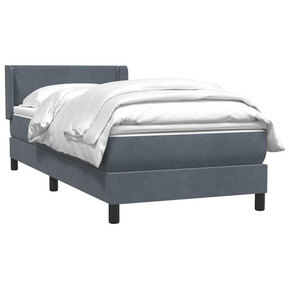vidaXL Boxspringbett mit Matratze Dunkelgrau 100x210 cm Samt