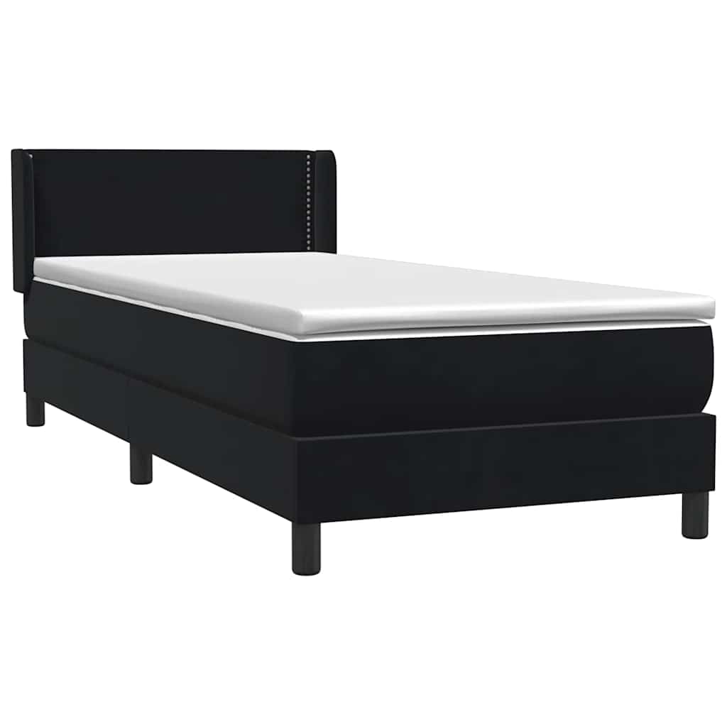 vidaXL Boxspringbett mit Matratze Schwarz 100x210 cm Samt