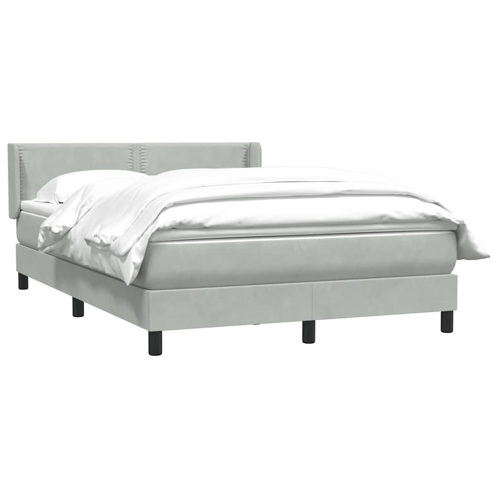 vidaXL Lit coffre avec matelas Gris clair 140x210 cm Velours