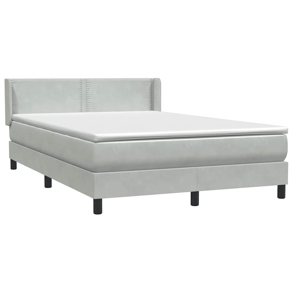 vidaXL Lit coffre avec matelas Gris clair 140x210 cm Velours