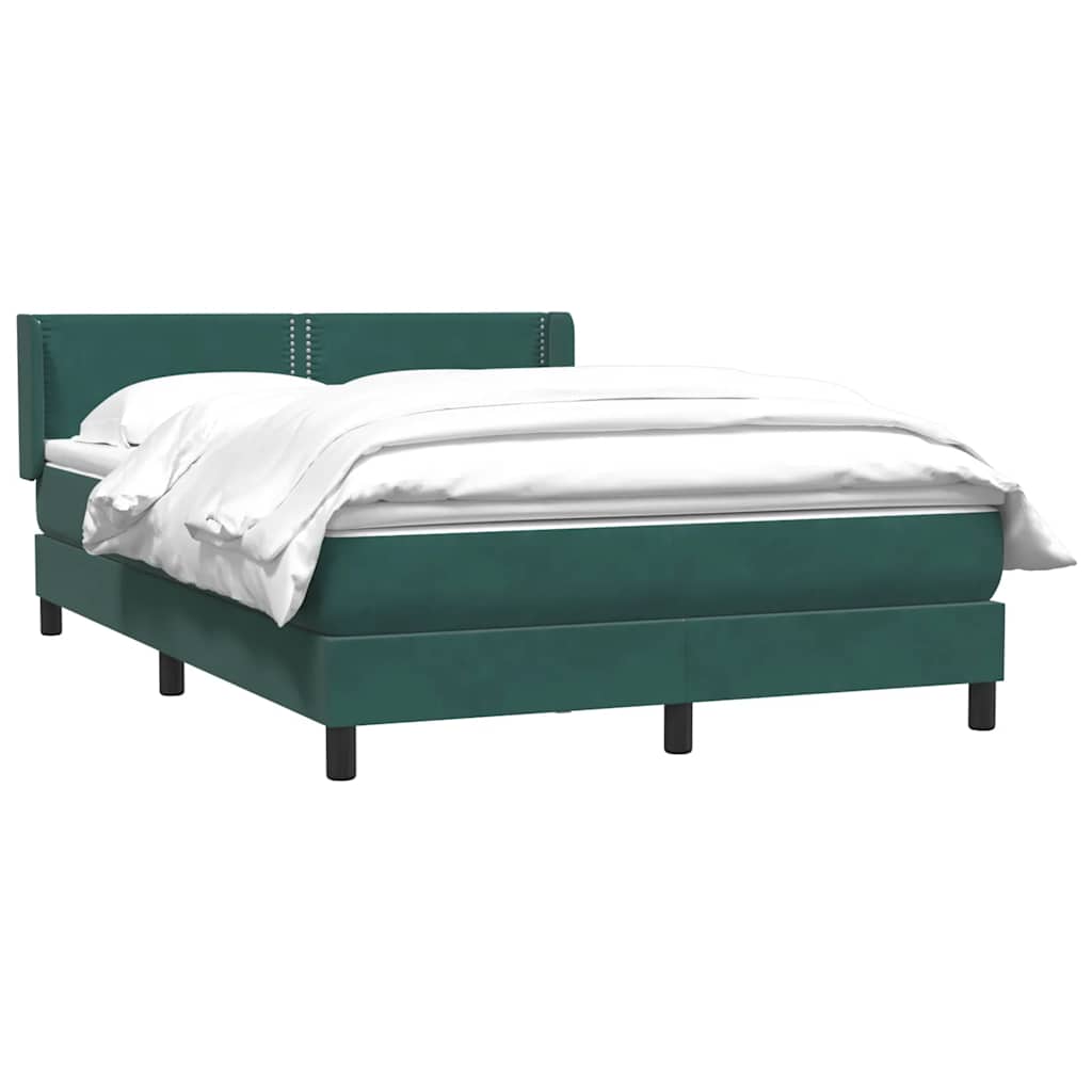 vidaXL Boxspringbett mit Matratze Dunkelgrün 140x210 cm Samt