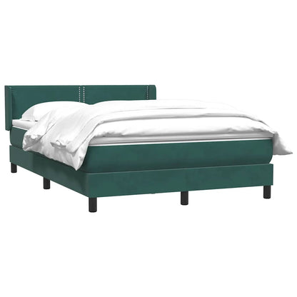 vidaXL Boxspringbett mit Matratze Dunkelgrün 140x210 cm Samt