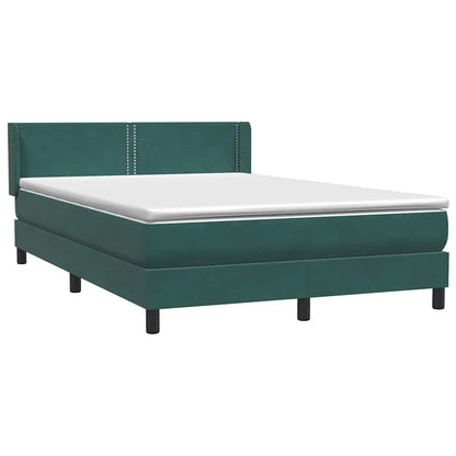 vidaXL Boxspringbett mit Matratze Dunkelgrün 140x210 cm Samt