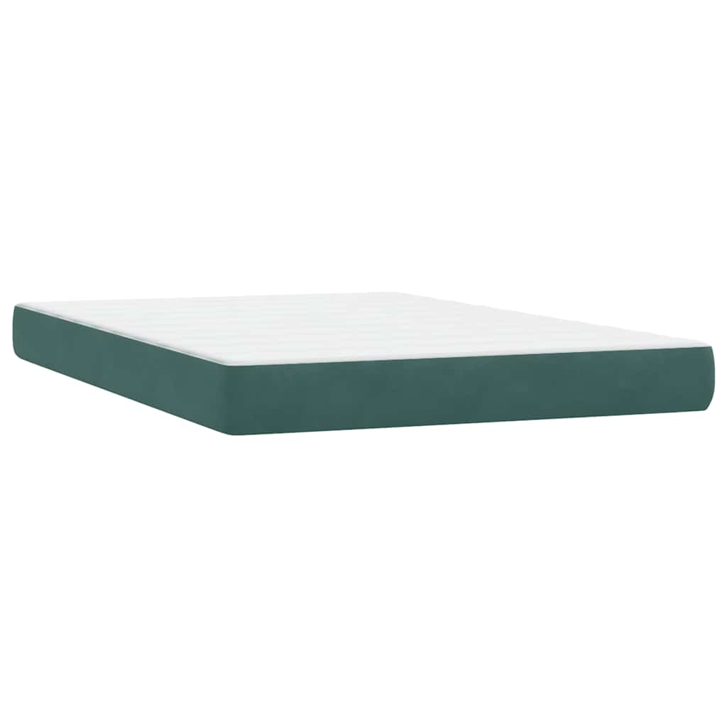 vidaXL Boxspringbett mit Matratze Dunkelgrün 140x210 cm Samt