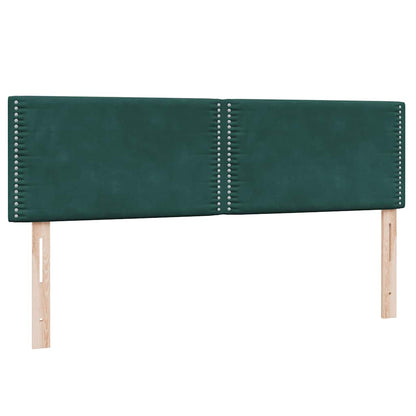 vidaXL Boxspringbett mit Matratze Dunkelgrün 140x210 cm Samt