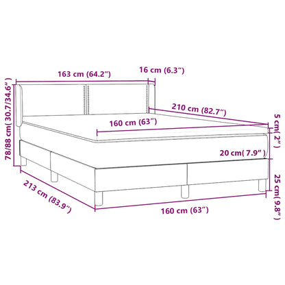 vidaXL Boxspringbett mit Matratze Hellgrau 160x210 cm Samt