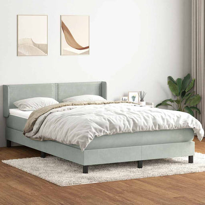 vidaXL Boxspringbett mit Matratze Hellgrau 160x210 cm Samt