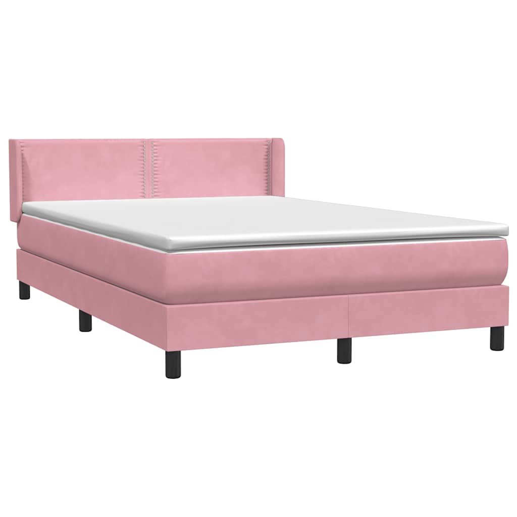 vidaXL Boxspringbett mit Matratze Rosa 160x210 cm Samt