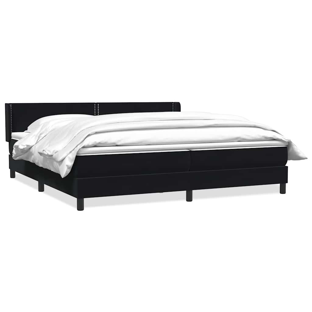 vidaXL Boxspringbett mit Matratze Schwarz 180x210 cm Samt