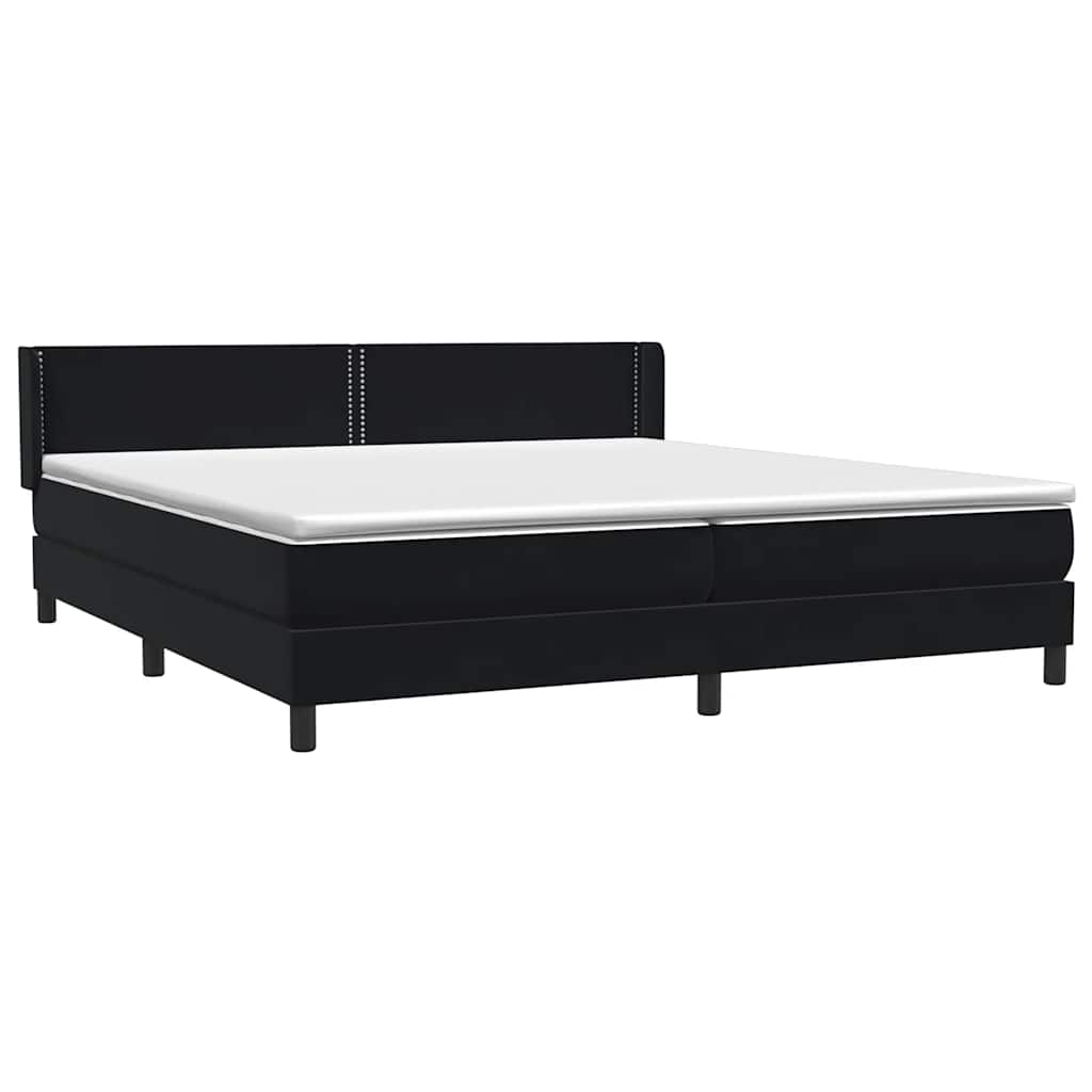 vidaXL Boxspringbett mit Matratze Schwarz 180x210 cm Samt