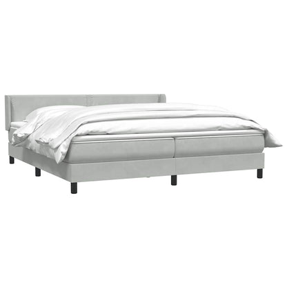 vidaXL Boxspringbett mit Matratze Hellgrau 200x210 cm Samt