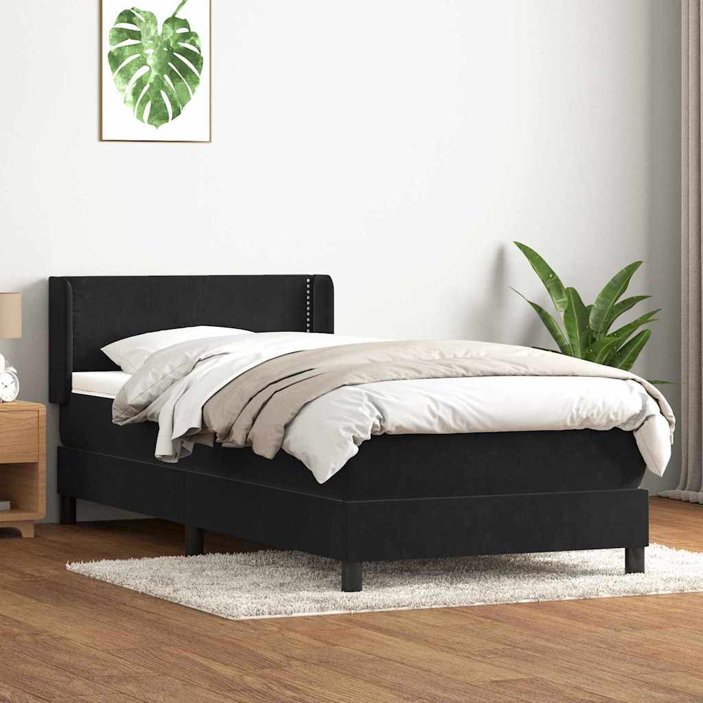 Boxspringbett mit Matratze Schwarz 80x220 cm Samt