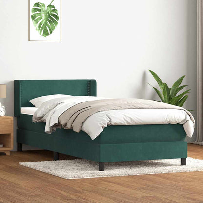 Boxspringbett mit Matratze Dunkelgrün 80x220 cm Samt