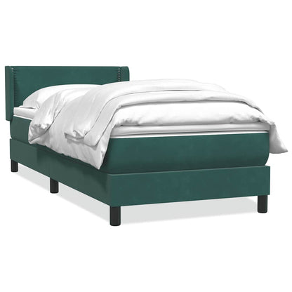 vidaXL Boxspringbett mit Matratze Dunkelgrün 90x220 cm Samt