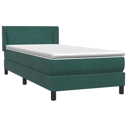 vidaXL Boxspringbett mit Matratze Dunkelgrün 90x220 cm Samt