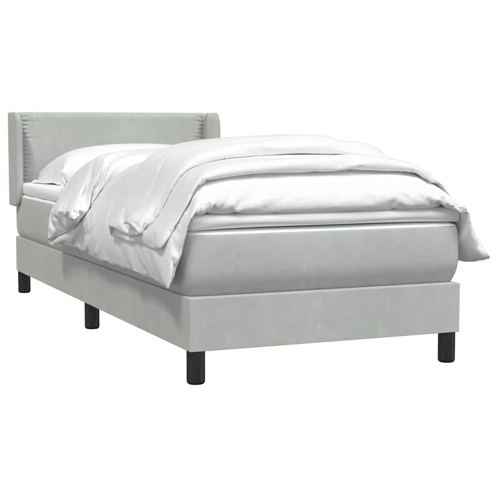 vidaXL Boxspringbett mit Matratze Hellgrau 100x220 cm Samt