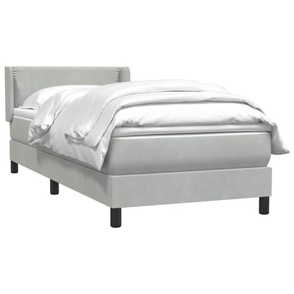 vidaXL Boxspringbett mit Matratze Hellgrau 100x220 cm Samt