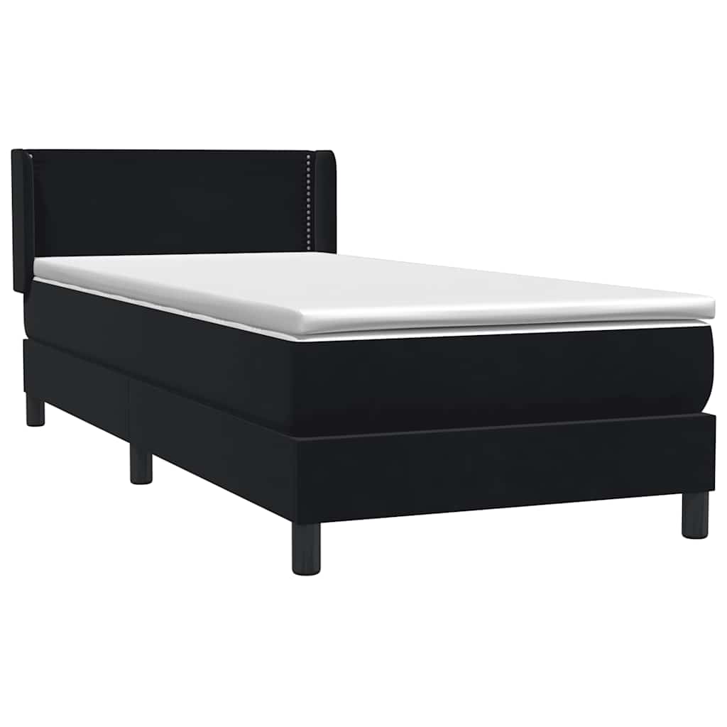vidaXL Boxspringbett mit Matratze Schwarz 100x220 cm Samt