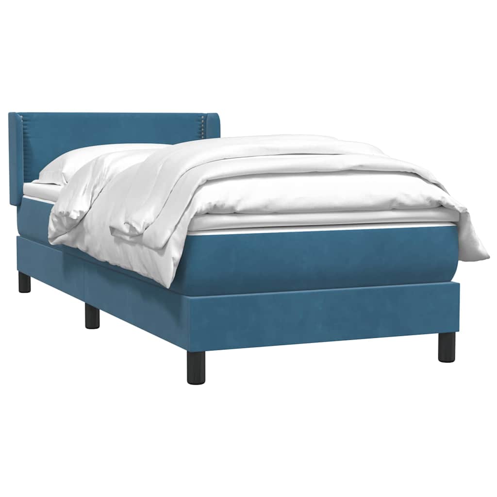 vidaXL Boxspringbett mit Matratze Dunkelblau 100x220 cm Samt