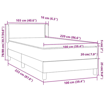 vidaXL Boxspringbett mit Matratze Dunkelblau 100x220 cm Samt