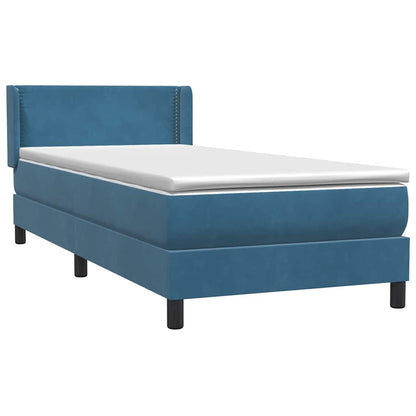 vidaXL Boxspringbett mit Matratze Dunkelblau 100x220 cm Samt