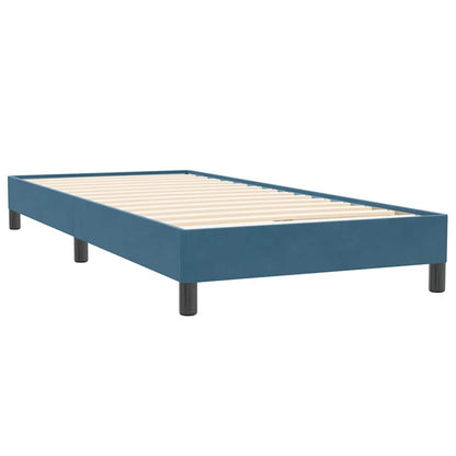 vidaXL Boxspringbett mit Matratze Dunkelblau 100x220 cm Samt