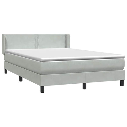 vidaXL Boxspringbett mit Matratze Hellgrau 140x220 cm Samt