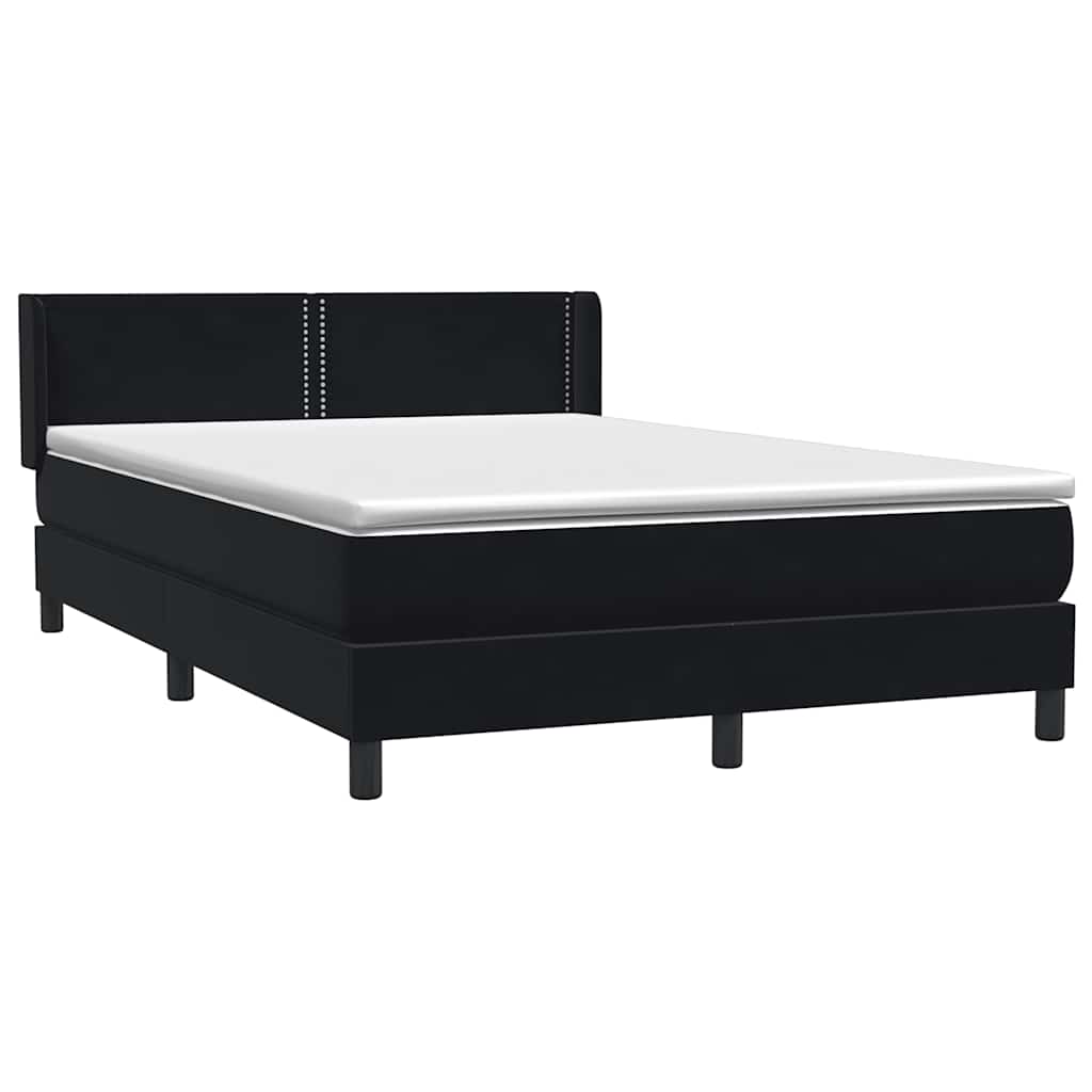 vidaXL Lit coffre avec matelas Noir 140x220 cm Velours