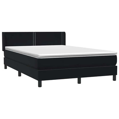 vidaXL Lit tapissier avec matelas Noir 160x220 cm Velours