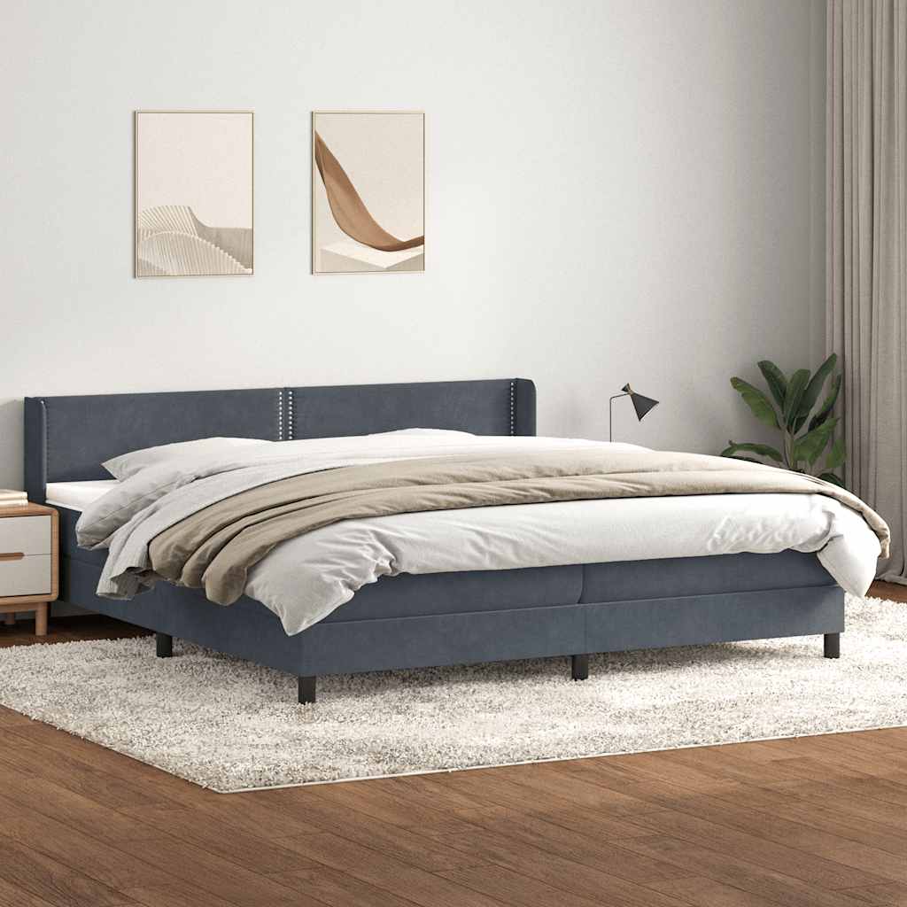 vidaXL Lit coffre avec matelas Gris foncé 180x220 cm Velours