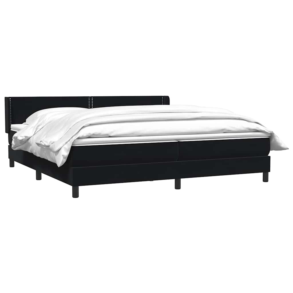 vidaXL Boxspringbett mit Matratze Schwarz 180x220 cm Samt