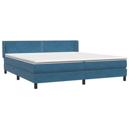 vidaXL Boxspringbett mit Matratze Dunkelblau 180x220 cm Samt