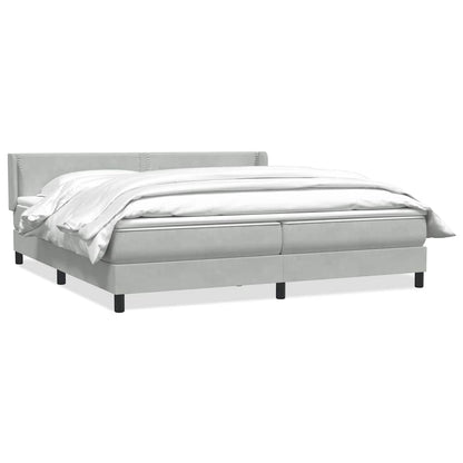vidaXL Boxspringbett mit Matratze Hellgrau 200x220 cm Samt