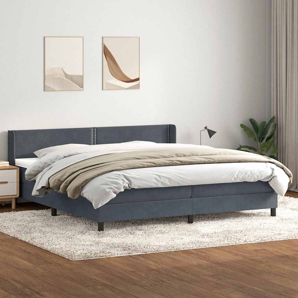 vidaXL Lit tapissier avec matelas Gris foncé 200x220 cm Velours