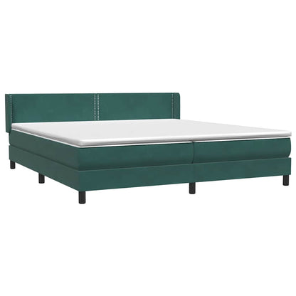vidaXL Boxspringbett mit Matratze Dunkelgrün 200x220 cm Samt