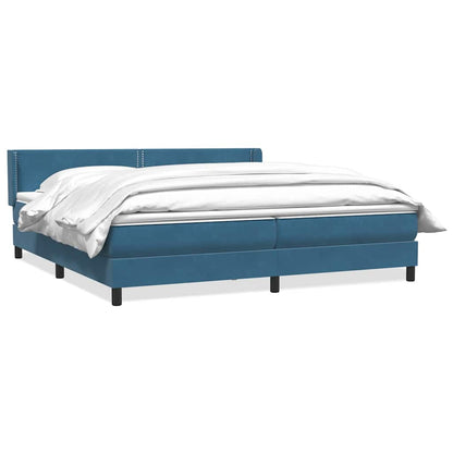 vidaXL Boxspringbett mit Matratze Dunkelblau 200x220 cm Samt