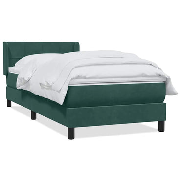 vidaXL Boxspringbett mit Matratze Dunkelgrün 80x210 cm Samt