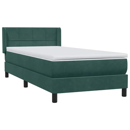 vidaXL Boxspringbett mit Matratze Dunkelgrün 80x210 cm Samt