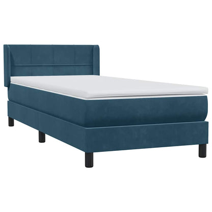 vidaXL Boxspringbett mit Matratze Dunkelblau 80x210 cm Samt