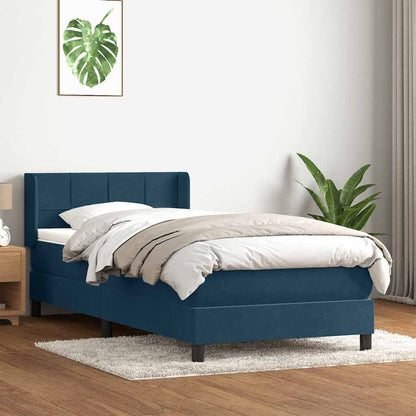 vidaXL Boxspringbett mit Matratze Dunkelblau 80x210 cm Samt