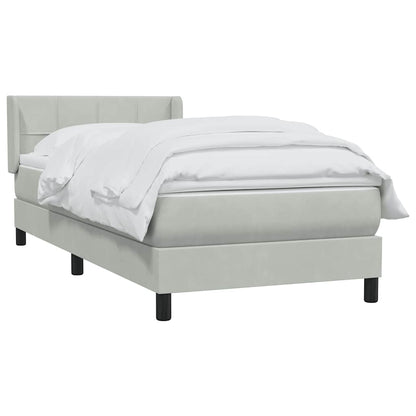 vidaXL Boxspringbett mit Matratze Hellgrau 90x210 cm Samt